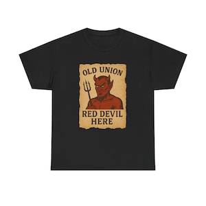 Red Devil Vintage Tee, Unisex Cotton Shirt, Halloween Apparel, Casual Style, Gift for Friends
