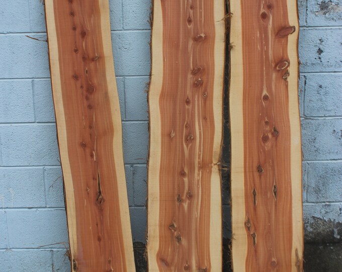Three Red Cedar Live Edge Raw Rustic Slabs Raw Live Edge Planks 72 inches