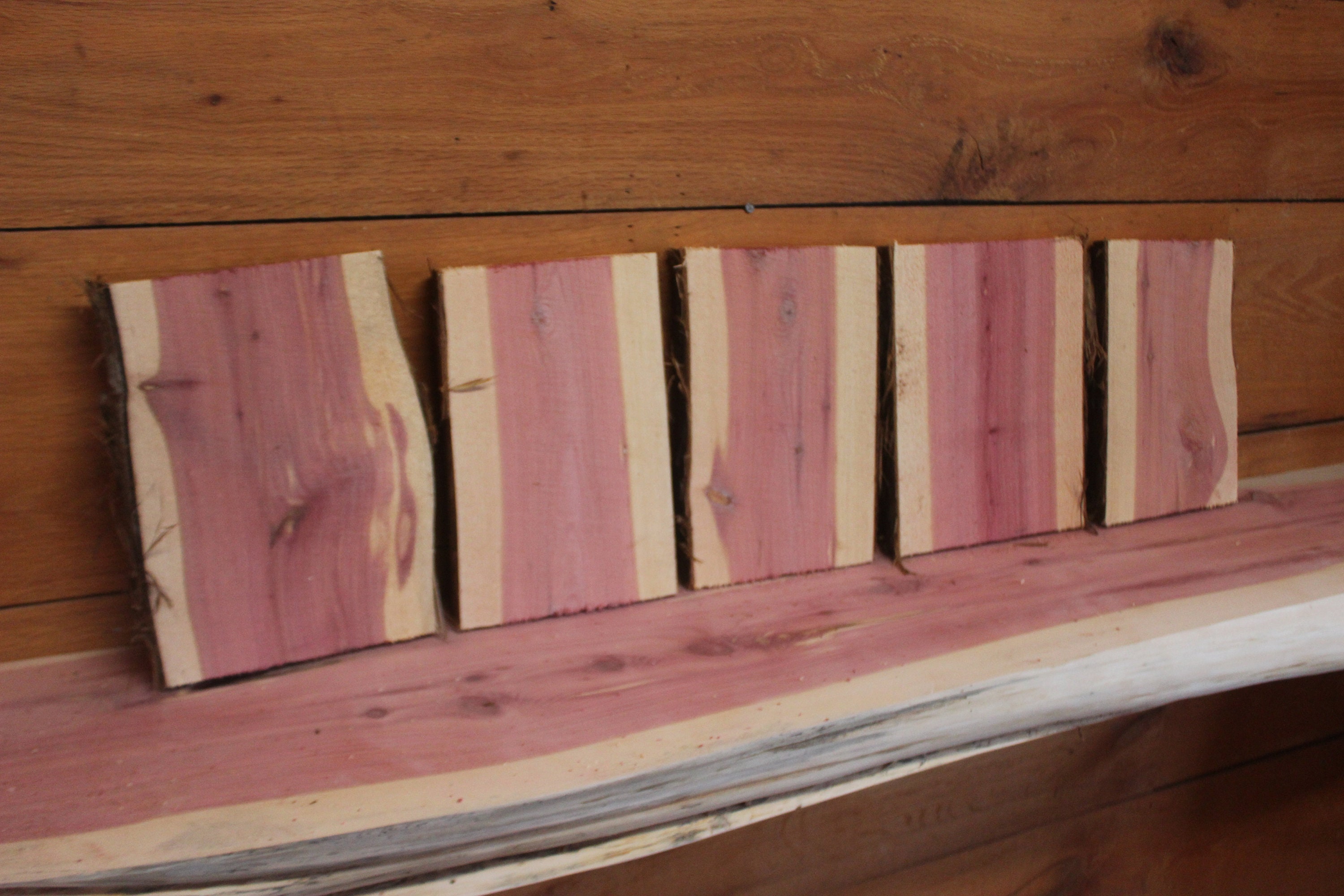 Five Red Cedar Slabs Wood Planks Live Edge 10 inches Rustic Crafts