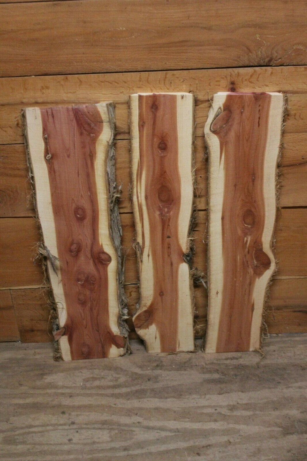 Three Red Cedar Live Edge Slabs 24 inches