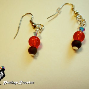 Gothic Swarovski Crystal Earrings Dressy Earrings Fancy Steampunk Red and Black Beads Nickel and Lead Free Ear Wires PR05 image 2