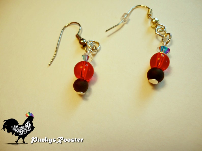 Gothic Swarovski Crystal Earrings Dressy Earrings Fancy Steampunk Red and Black Beads Nickel and Lead Free Ear Wires PR05 image 2