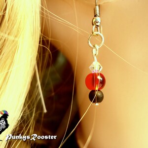 Gothic Swarovski Crystal Earrings Dressy Earrings Fancy Steampunk Red and Black Beads Nickel and Lead Free Ear Wires PR05 image 1