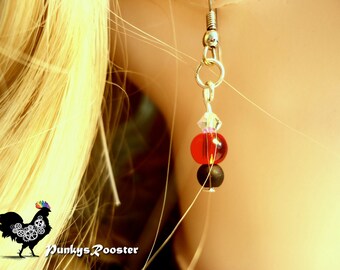 Gothic Swarovski Crystal Earrings Dressy Earrings Fancy Steampunk Red and Black Beads Nickel and Lead Free Ear Wires  #PR05