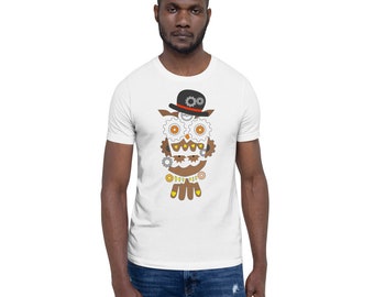 Steampunk Short-Sleeve Unisex T-Shirt Owl T-Shirt Steampunk Owl Shirt for Owl Lover Steampunk Clothes Steampunk Gift