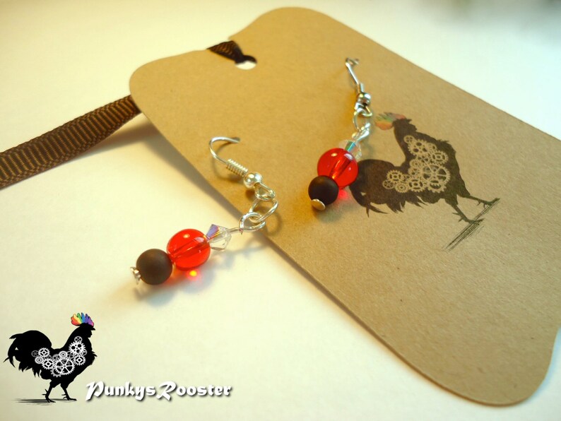 Gothic Swarovski Crystal Earrings Dressy Earrings Fancy Steampunk Red and Black Beads Nickel and Lead Free Ear Wires PR05 image 3