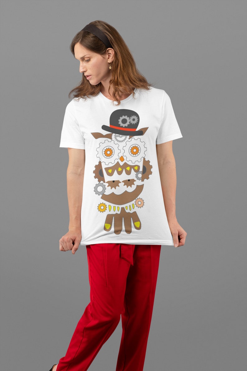 Steampunk Short-Sleeve Unisex T-Shirt Owl T-Shirt Steampunk Owl Shirt for Owl Lover Steampunk Clothes Steampunk Gift image 5