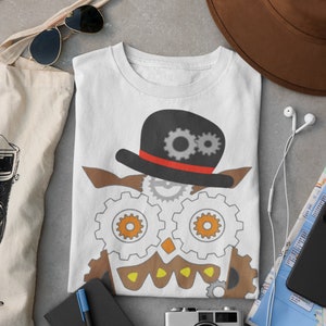 Steampunk Short-Sleeve Unisex T-Shirt Owl T-Shirt Steampunk Owl Shirt for Owl Lover Steampunk Clothes Steampunk Gift image 4