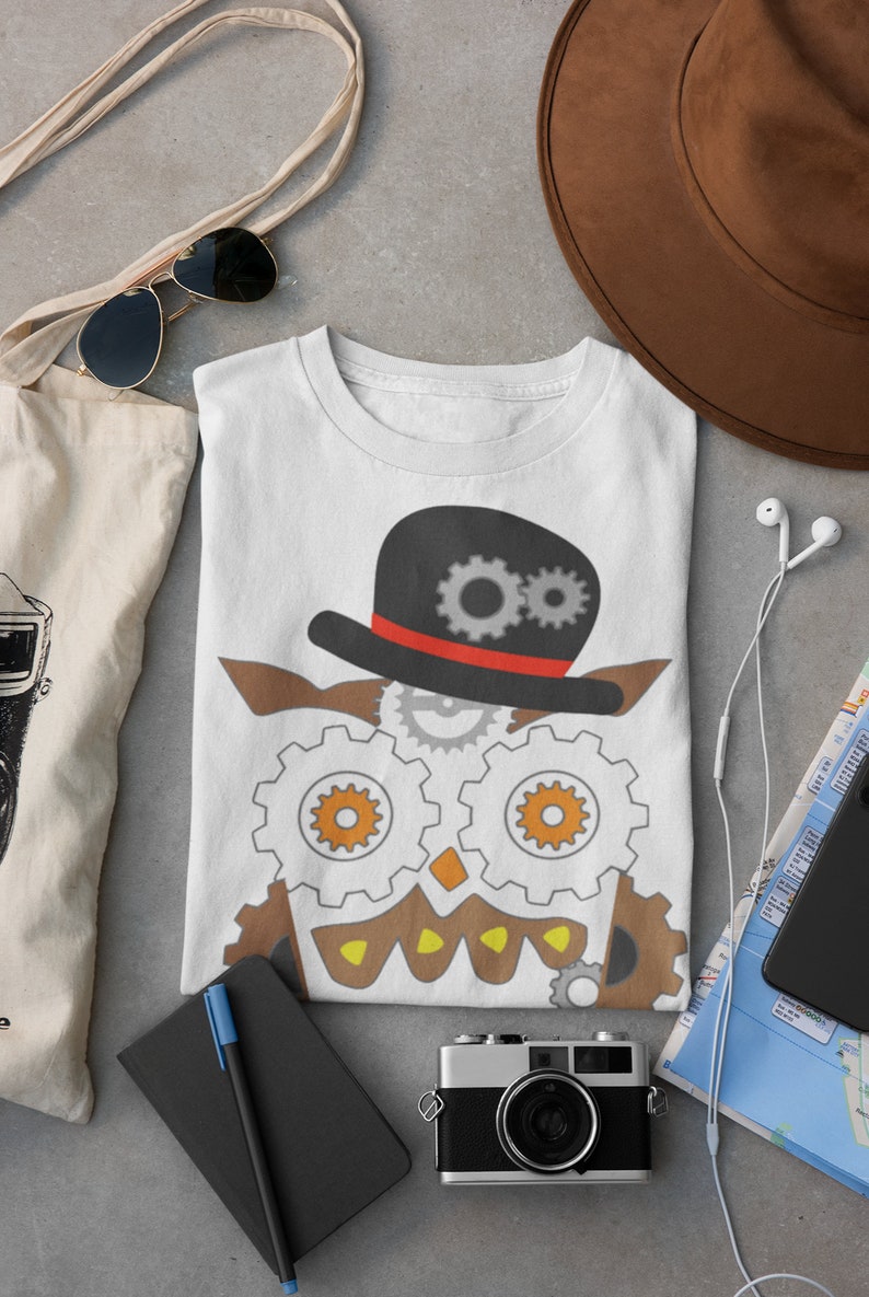 Steampunk Short-Sleeve Unisex T-Shirt Owl T-Shirt Steampunk Owl Shirt for Owl Lover Steampunk Clothes Steampunk Gift image 4