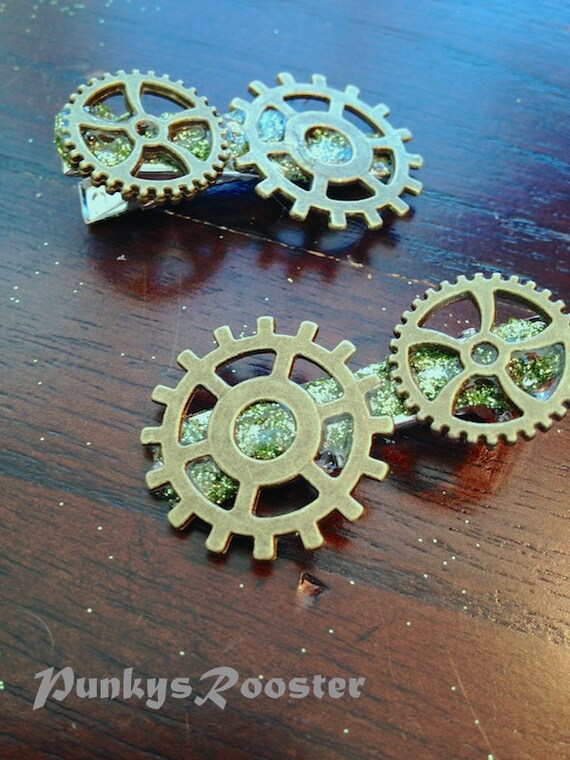 Short Hair Steampunk Barrettes Hairclip Industrial Chic Diesel Etsy