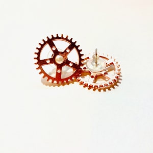 Steampunk Jewelry Earrings Gears Earrings Steampunk Bride Metalhead Earrings Earrings Steampunk Rose Gold Colored Earrings image 5