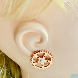 Steampunk Jewelry Earrings Gears Earrings Steampunk Bride Metalhead Earrings Earrings Steampunk Rose Gold Colored Earrings image 2