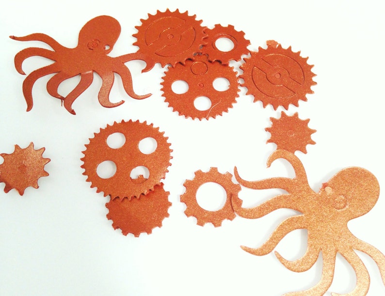 Steampunk Party Table Scatter Confetti Kraken Gears Confetti Party Decorations Goth Party Punk Decor Party Table Scatter Confetti PRTC01 image 1