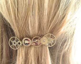 Large Steampunk Barrette Steampunk Bride Alternative Wedding Goth Girl Metal Head Rock and Roll Bride #PR21