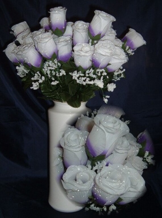 Bridal Floral Wedding Flowers Bridal Bouquet Roses Purple Silk Rose Flowers Raindrops Centerpiece Flower Arrangement Supplies
