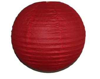 12" Round Red Party Paper Lantern - Luau Supplies - Oriental / Chinese Lamps - Birthday Party / Wedding / Luau / New Year / Shower