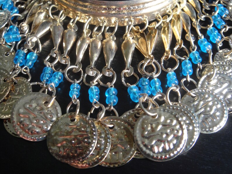 Egypt - Egyptian Ankle Bracelet Handcrafted Gift EGYANK005 Blue Beads Metal Gold Tone Anklet Costume Jewelry