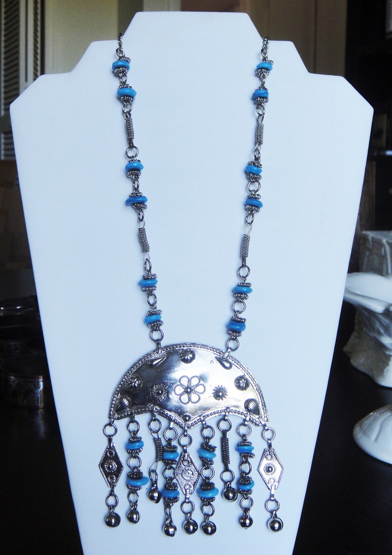 Egyptian Costume Jewelry Necklace Metal Silver Tone With Etsy