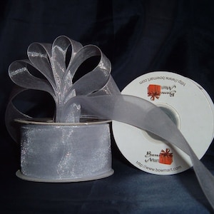 Silver 1.5&quot; Sheer Organza Ribbon Mono Edge - 1 1/2&quot; - 25 Yards (75 FT) - Sewing - Craft - Wedding Favors - Scrapbooking
