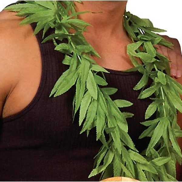 12 Pieces Luau Hawaiian Tropical Party Green Leaves Leis - Luau Party Supplies Assorted - Hawaiian Party Supplies - Luau - Wedding
