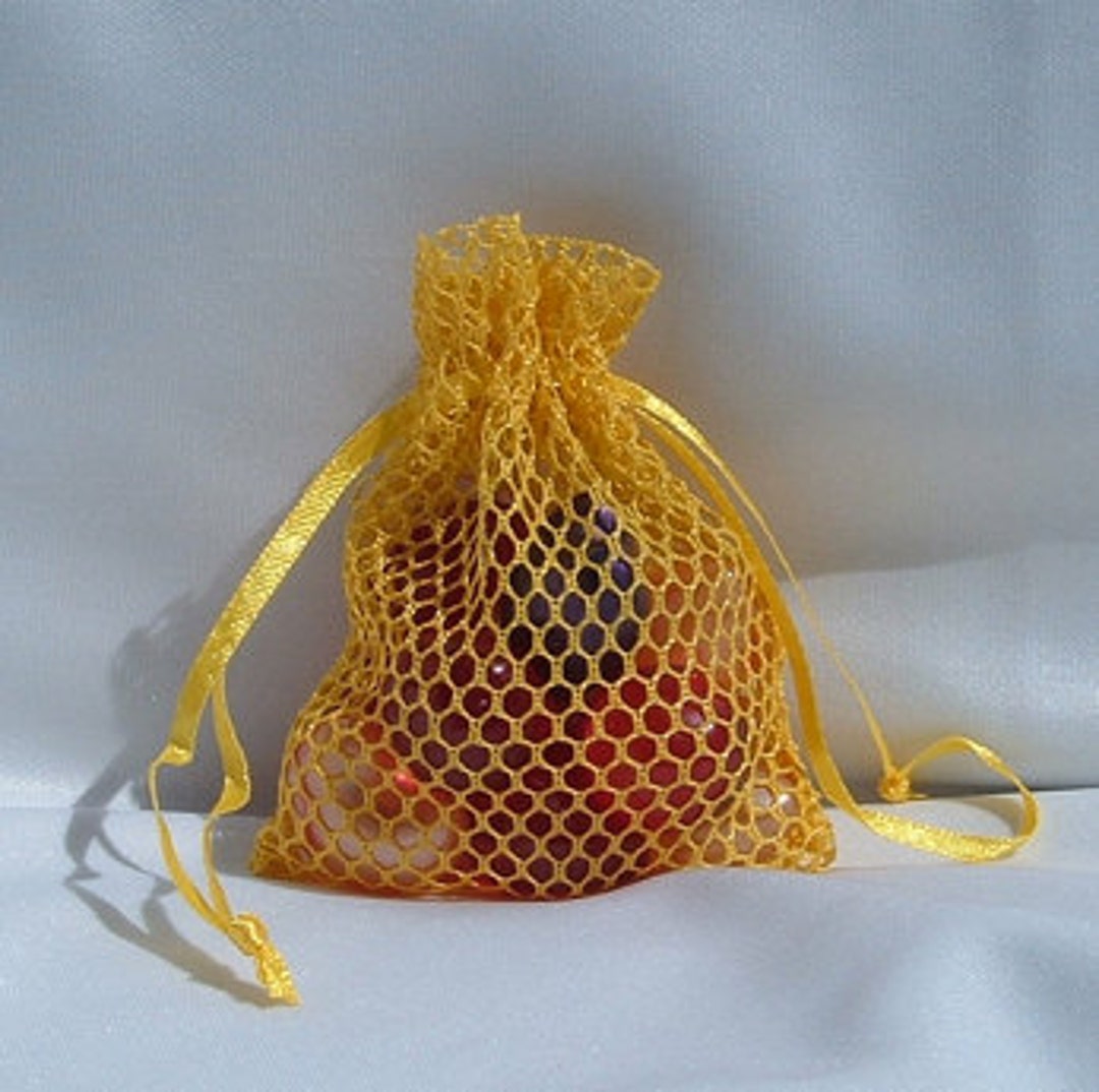 3x4 Mesh Wedding Favor Gift Bags/jewelry Pouches Gold 10 Bags