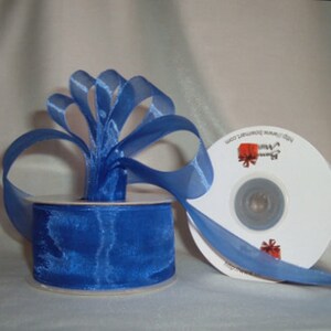 Royal Blue 1.5&quot; Sheer Organza Ribbon Mono Edge - 1 1/2&quot; - 25 Yards (75 FT) - Sewing - Craft - Wedding Favors - Scrapbooking