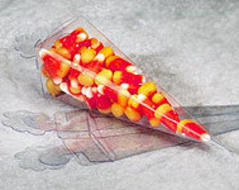 Favor Boxes: 12 Clear Cone shaped Favor Boxes - Wedding Favors - Shower - Gifts - Party Favors