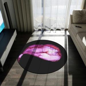 Lips Rug, Colorful Home Decor, Colorful Round Rug, Contemporary Rug, Teenager Bedroom Rug, Unique Round Rug, Lips Carpet, Punk Rug, Area Rug