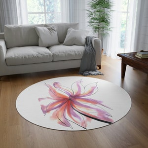 Colorful Round Carpet, Colorful Home Decor, Floral Round Rug, Colorful Round Rug, Contemporary Rug, Minimalist Round Rug, Unique Round Rug