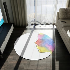 Abstract Round Rug, Colorful Round Rug, Contemporary Rug, Minimalist Round Rug, Unique Round Rug, Colorful Round Carpet, Colorful Home Decor