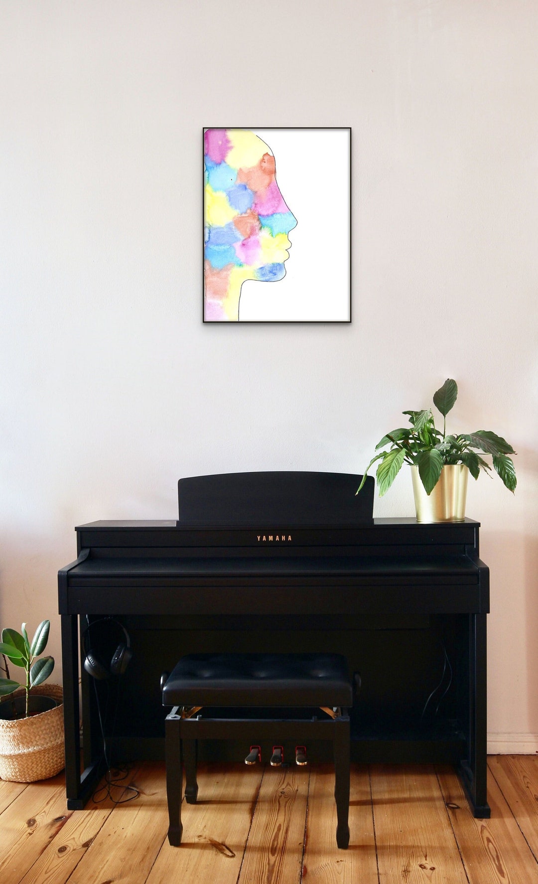 Framed Portrait Painting, Modern Colorful Wall Art, Abstract Face Art