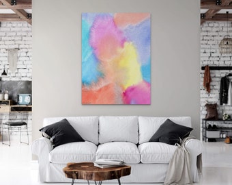 Colorful Watercolor Print, Living Room Art Minimalist, Contemporary Home Decor, Vertical Wall Decor, Absract Print, Modern Watercolor Art