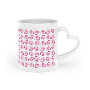 Pink Hearts Coffee Mug, Unique Ceramic Cup, Coffee Lovers Gift, Kitchen Accessories, Heart Mug, Valentines Day Coffee Mug, Valentines Gift