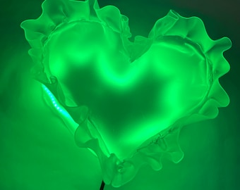 Green Night Lamp, Colorful Home Decor, Led Light Fixture Heart, Light Box, Unique Light Box, Led Light Box, Valentine's Gift, Light Fixture