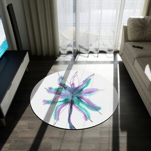Flower Round Rug, Colorful Home Decor, Colorful Round Rug, Contemporary Rug, Minimalist Area Rug, Unique Round Rug, Colorful Round Carpet