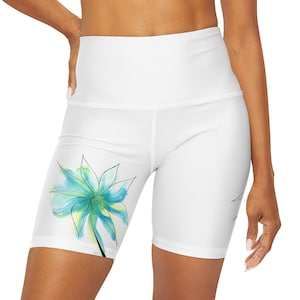 Women Leggings, Activewear, Yoga Shorts, Yoga Wear, White Shorts, High Waist Shorts, White Shorts Women, Floral Shorts, Workout Shorts Women