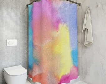 Colorful Shower Curtain, Styling Accessories, Watercolor Bath Curtain, Unique Shower Accessories, Rainbow Shower Curtain,Colorful Home Decor