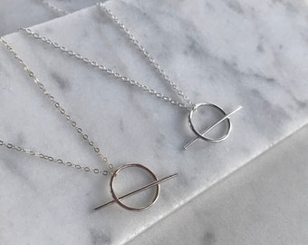 HELIOS NECKLACE - contemporary circle symmetrical minimal elegant everyday simple cute silver gold handmade pendant sun charm layering layer