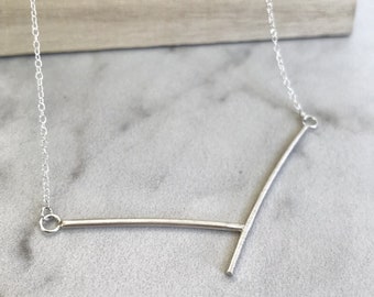 ARIEL NECKLACE - Handmade minimalist abstract elegant sleek sexy unique simple silver collar skimmer necklace pendant