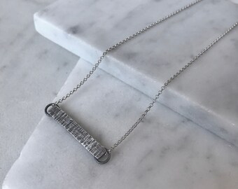 STRATUS NECKLACE - minimal bar hammered chunky textured simple handmade oxidized silver black edgy modern layering everyday layer cool