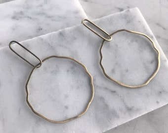 ROLLIE STUDS - simple minimal essential everyday circle hoop sleek brass open lightweight handmade go-to cute irregular wavy studs earrings