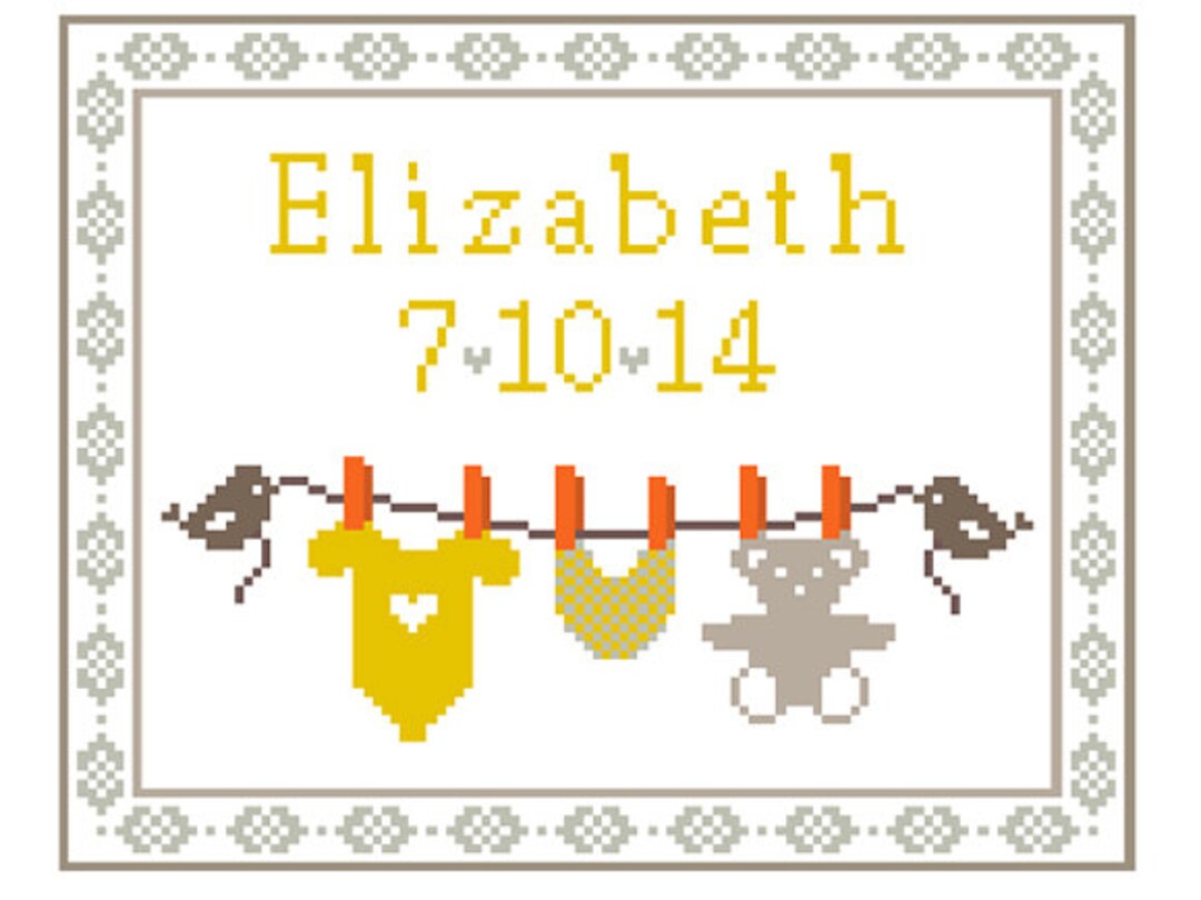 Birth Sampler Cross Stitch Pattern PDF Birth Announcement - Etsy