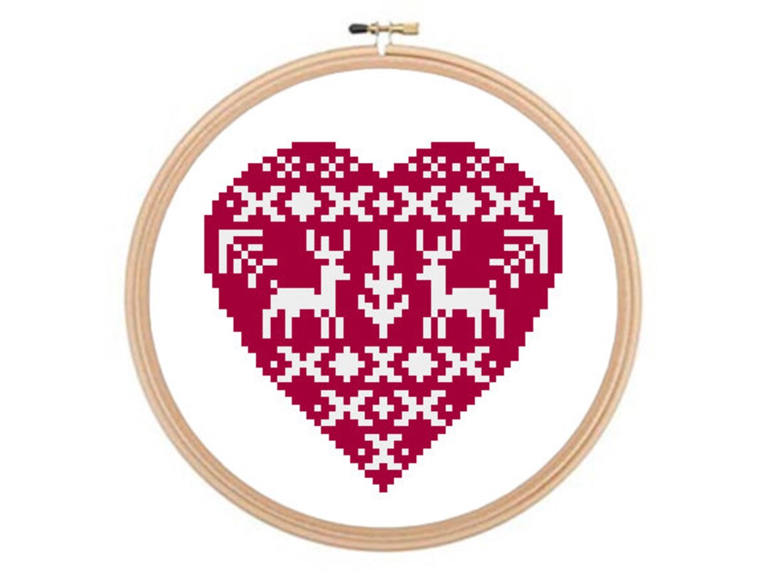 Ornamental Heart Christmas Cross Stitch Pattern PDF - Etsy