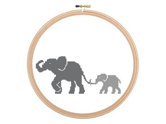 Mother And Baby Elephants Cross Stitch Pattern Elephant Etsy