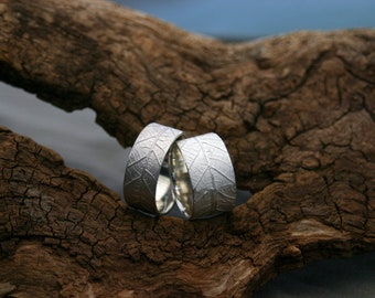 Wedding Rings Leaf Structure 925 Silver