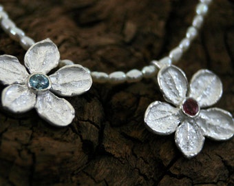 Flower pendant with topas or Granar 925 silver