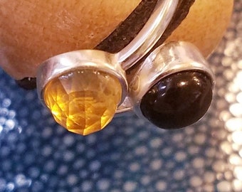 Onyx Citrine & Sterling Silver Ring