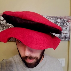 2 Tone Renaissance Era Hat - Medieval Beret - Poets Hat