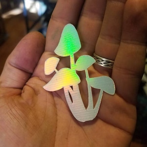 Mushroom Cluster - holographic vinyl sticker