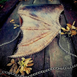 Bat Wing leather Handbag - hand stitched Goth Purse